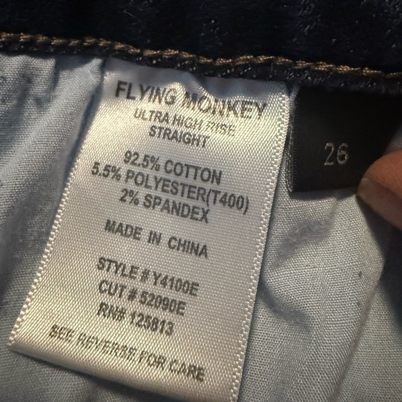 Flying Monkey Dark Blue Distressed Straight Leg Jeans Size 26 - Picture 2 of 6